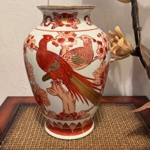 Red and Gold Bird Porcelain Vase 
*Hand Painted *
